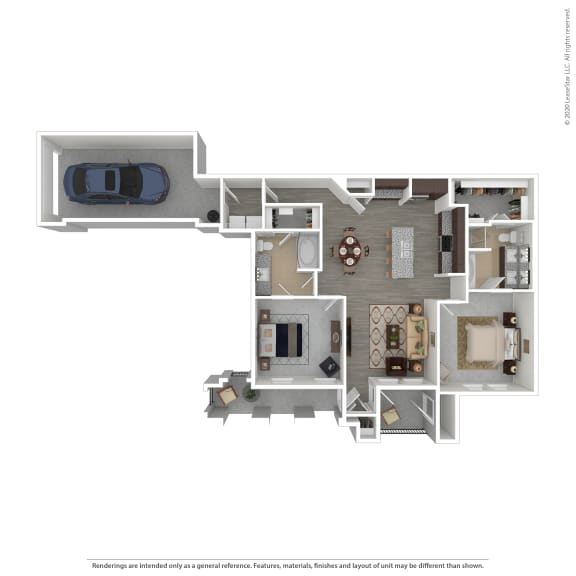 2 bed 2 bath B3 Floor Plan at Seville at Clay Crossing, Katy