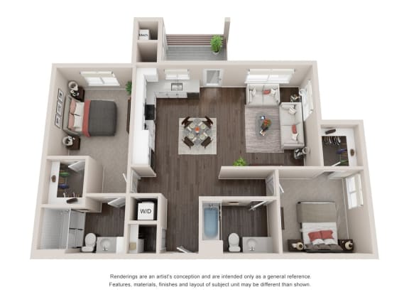 B3 Floor Plan at Aurora Apartments, Gold River, CA, 95670