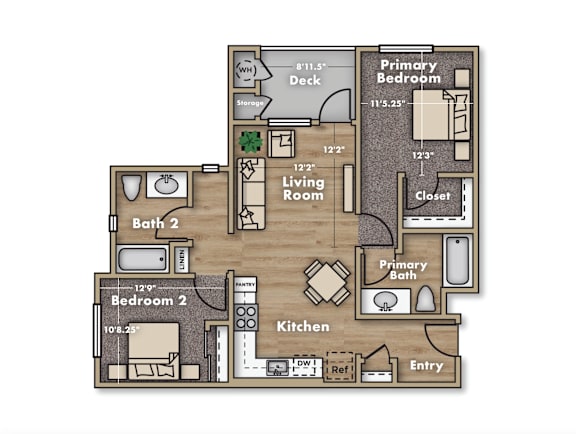 a floor plan of a home with bedrooms and a living room