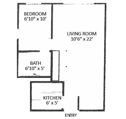 Floor Plan  1 Bed / 1 Bath - Efficiency