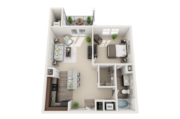 1 bedroom 1 bathroom Floor plan J at Abberly CenterPointe Apartment Homes, Virginia, 23114