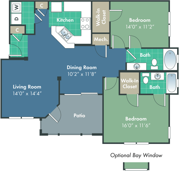 Biltmore Floor Plan at Abberly Woods Apartment Homes, Charlotte, 28216