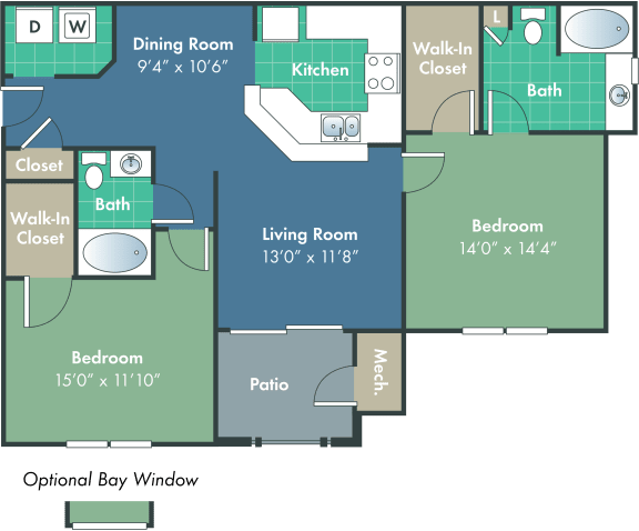Floor Plan  cornelius Floor Plan at Abberly Woods Apartment Homes, Charlotte, NC, 28216