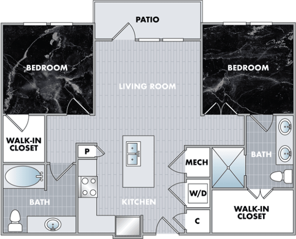 floor plan of a bedroom apartment with a bathroom and a living room at Abberly Onyx Apartment Homes, Decatur, 30033