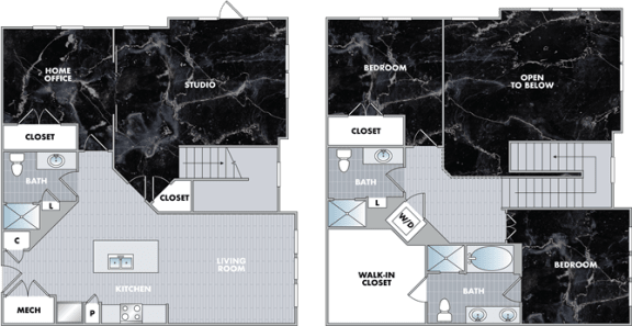 the layouts of two floor plans of a house with different floor plans