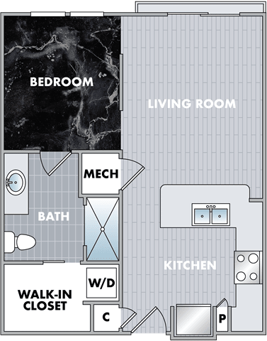 floor plan for a small bathroom with a walk in closet