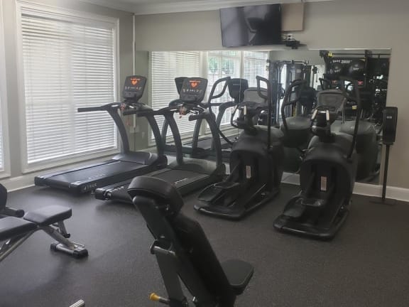 Fitness Center with Advanced Cardio and Free Weights at Abberly Grove Apartments