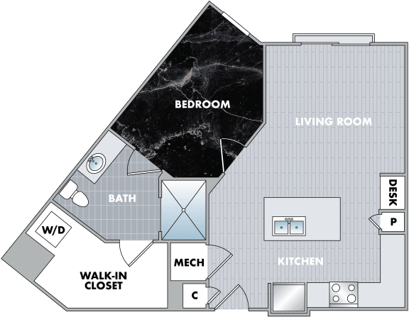1 bed 1 bath floor plan G at Abberly Onyx Apartment Homes, Georgia, 30033