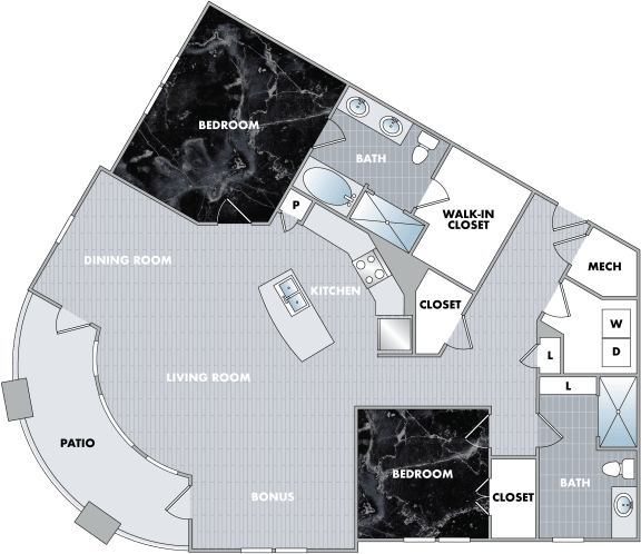 2 bed 2 bath floor plan A 2 bed 2 bath floor plan A at Abberly Onyx Apartment Homes, Decatur