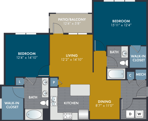a floor plan of a living area and a dining area