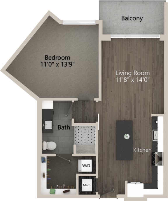 1 bed 1 bath plan G at Abberly Skye Apartment Homes, Decatur