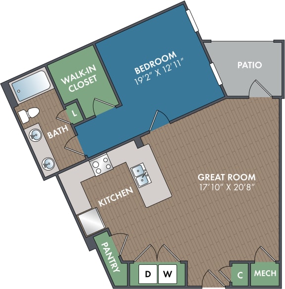 a floor plan of a two bedroom apartment with a den and bathroom