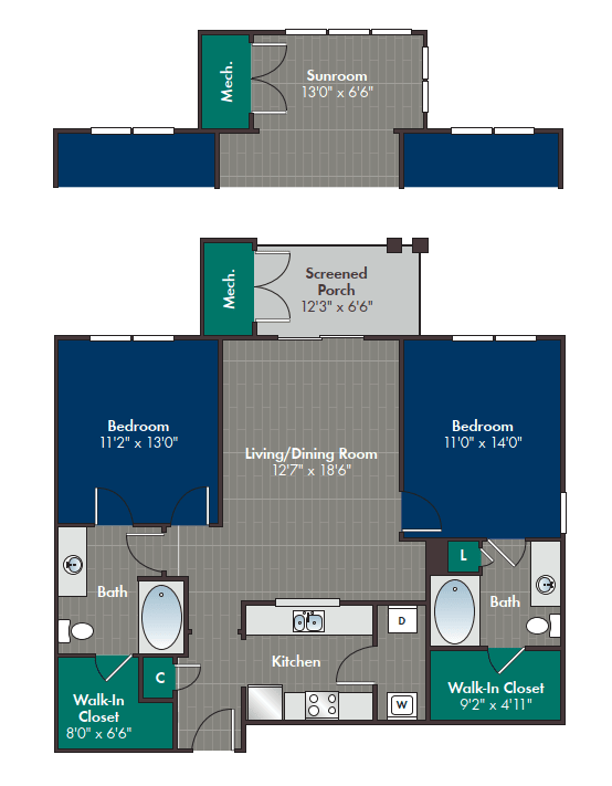 a floor plan of a bedroom apartment with a bathroom and a living room