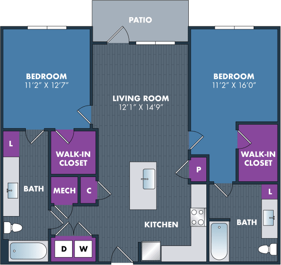 a floor plan of a unit with a walk in closet