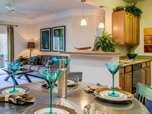 Well-lighted dining areas at Abberly Green Apartment Homes by HHHunt, Mooresville, 28117