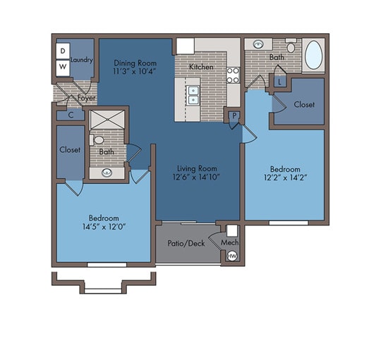 Times Floor Plan at Abberly Square Apartment Homes, Waldorf, MD