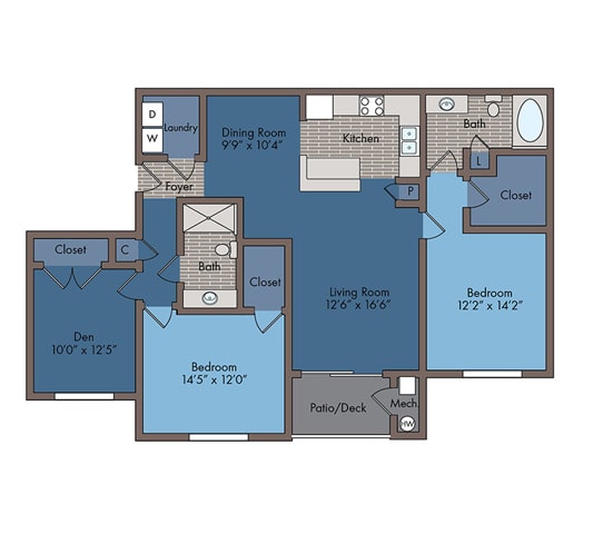 Trafalgar I Floor Plan at Abberly Square Apartment Homes, Waldorf, 20601