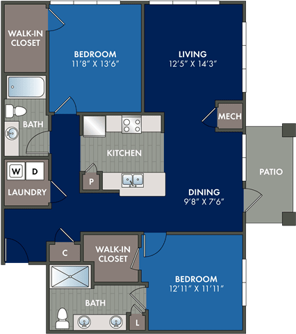 the aligning floor plans of a roommates house  at Abberly Liberty Crossing Apartment Homes, Charlotte, 28269