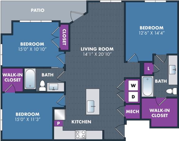 a floor plan of a roommates roommates floor plan with bedrooms and baths