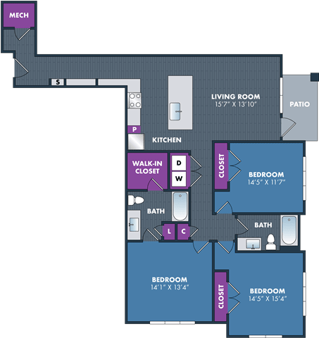the floor plan of thelorloriousious apartments