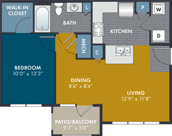a blueprint of a floor plan of a house at Abberly Solaire Apartment Homes, North Carolina, 27529