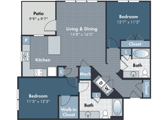 a floor plan of a living and dining area and a kitchen
