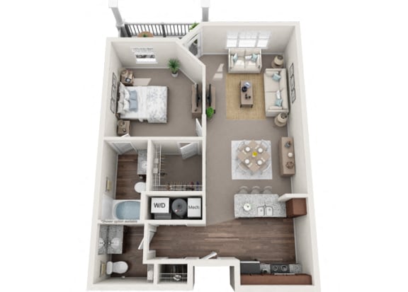 Buckton 1 Bedroom 1.5 Bath Floor Plan at Abberly Avera Apartment Homes by HHHunt, Manassas, VA