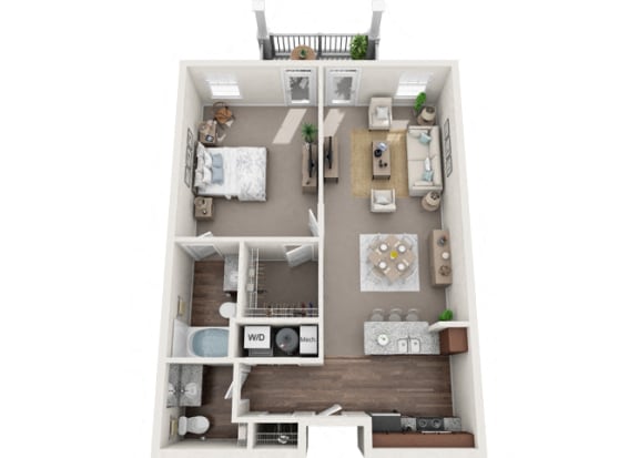 Markham 1 Bedroom 1.5 Bath Floor Plan at Abberly Avera Apartment Homes by HHHunt, Manassas, 20109