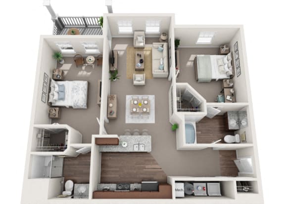 Staunton 2 Bedroom 2 Bath Floor Plan at Abberly Avera Apartment Homes by HHHunt, Manassas, Virginia