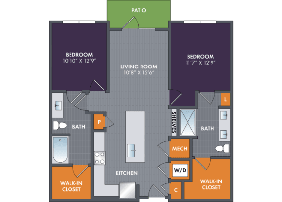 Palladium Floor Plan at Abberly Foundry Apartment Homes, Nashville, TN, 37203