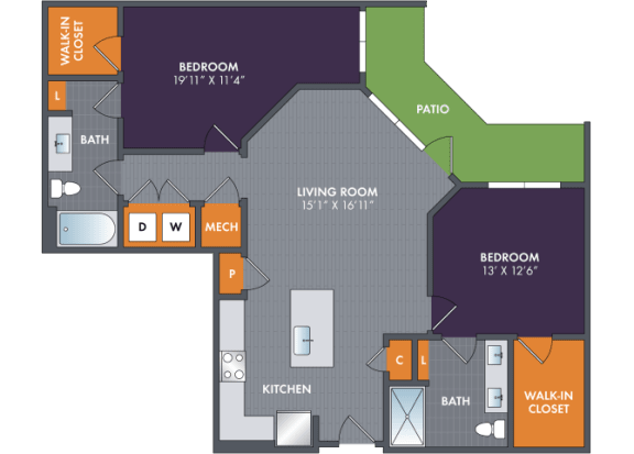 Silver Floor Plan at Abberly Foundry Apartment Homes, Nashville