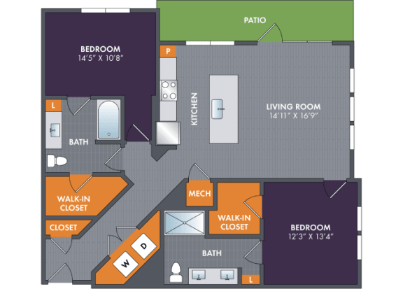 Floor Plan  Steel Floor Plan at Abberly Foundry Apartment Homes, Nashville, TN, 37203