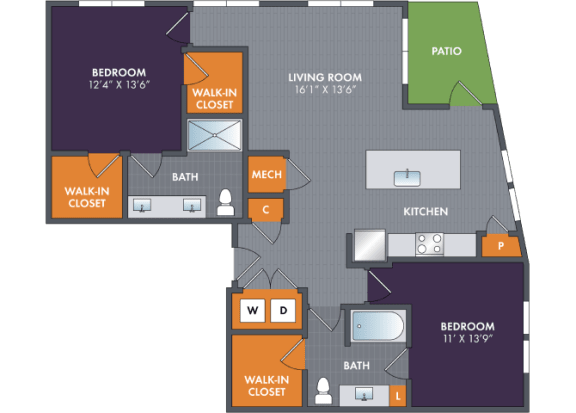 Titanium Floor Plan at Abberly Foundry Apartment Homes, Nashville