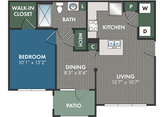 Atherton Floor Plan at Abberly Commons Apartment Homes, Charlotte, NC, 28215
