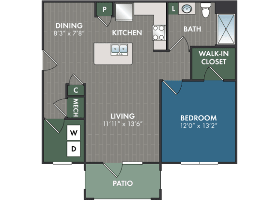 Battery Floor Plan at Abberly Commons Apartment Homes, North Carolina, 28215