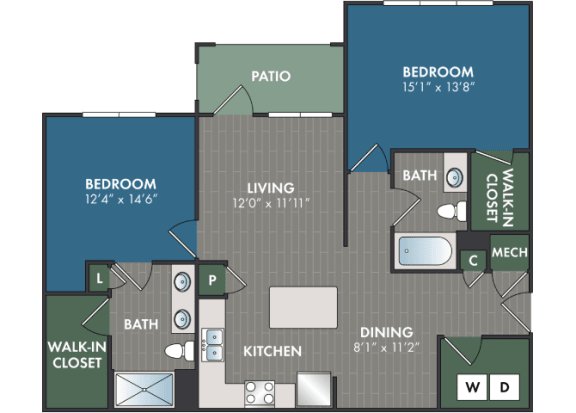 Floor Plan  Buckhead Floor Plan at Abberly Commons Apartment Homes, Charlotte