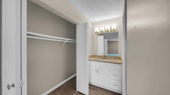 Bathroom With Storage Area at The Stella Apartments, Memphis, TN