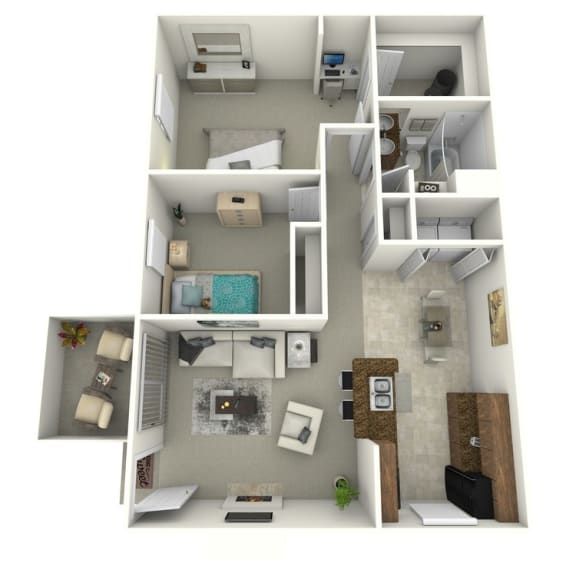 2Bed 1Bath North Floor Plan  at Karric Place of Dublin, Ohio