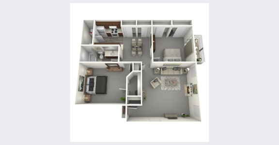 Floor Plan  Riverdale - 2 Bed, 1 Bath at The Local Apartments, Memphis, TN