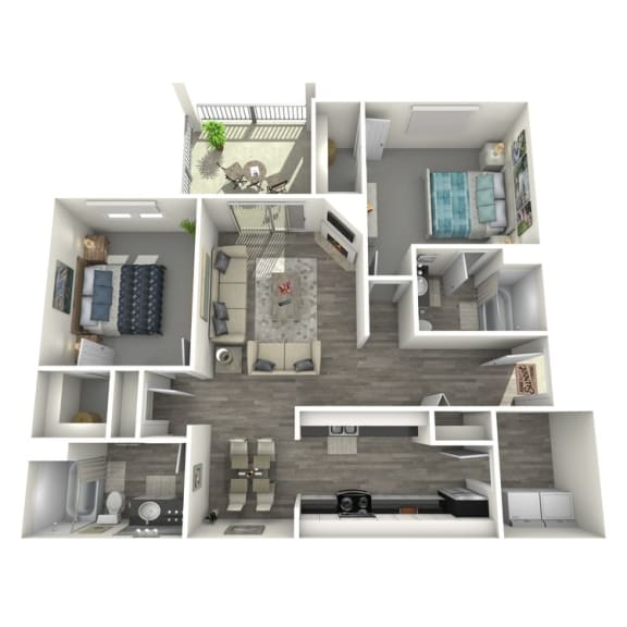 2 bed 2 bathroom Caribbean Floor Plan at Island Club, Ohio