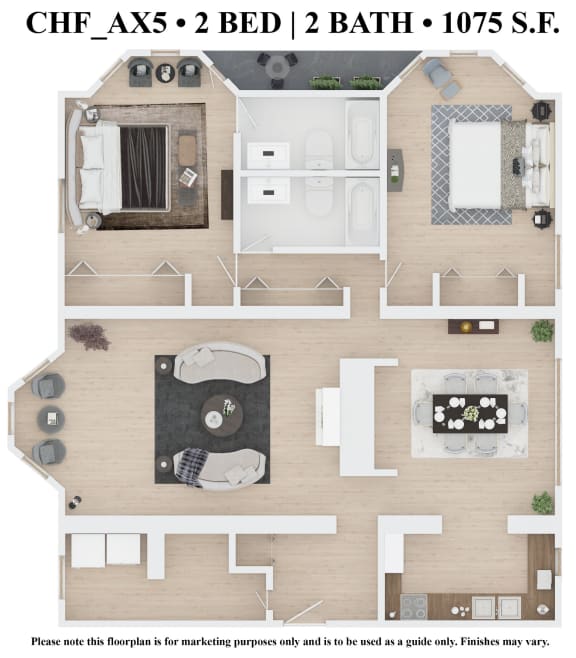 2 bedroom 2 bathroom Floor plan P at The Embassy, St. Louis, 63108
