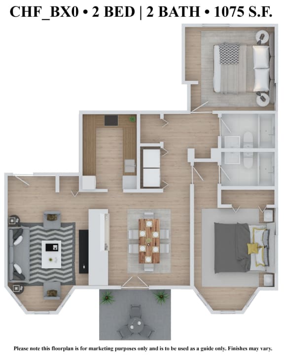 2 bedroom 2 bathroom Floor plan M at The Embassy, St. Louis, 63108