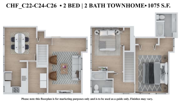 2 bedroom 2 bathroom Floor plan H at The Embassy, St. Louis, 63108
