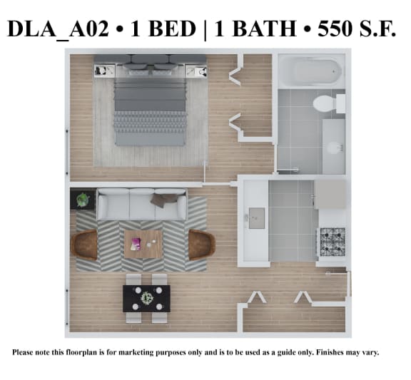 Floor Plan DLA_AX02_A at 583 Del Mar, St. Louis, MO, 63112