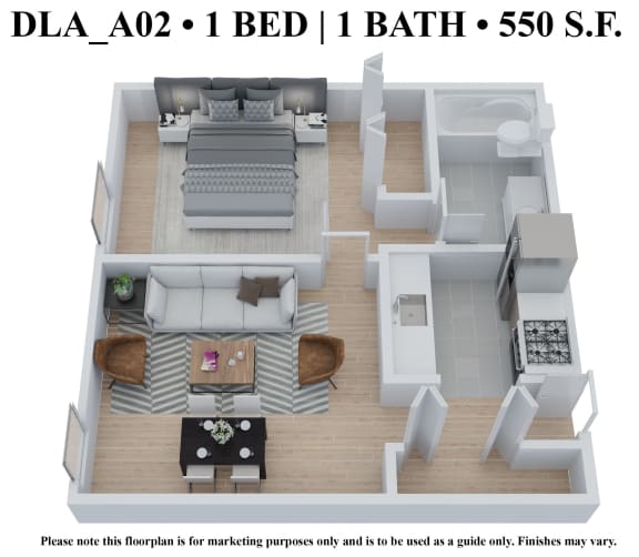 Floor Plan DLA_AX02_B at 583 Del Mar, Missouri, 63112