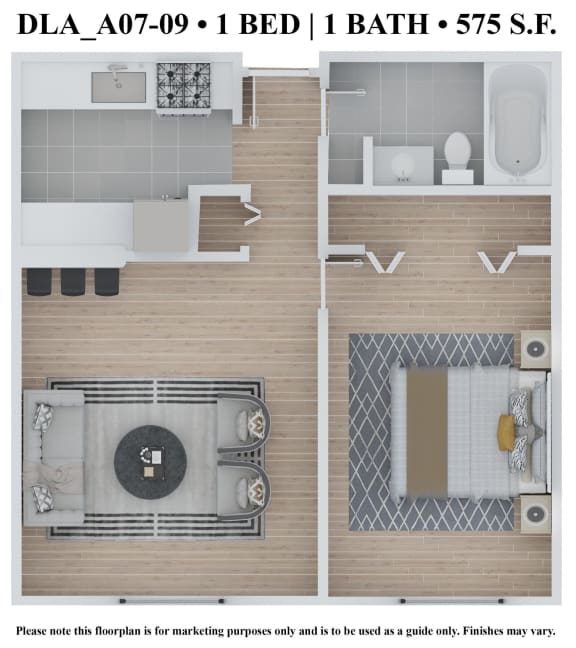 Floor Plan DLA_A07-09_A at 583 Del Mar, St. Louis