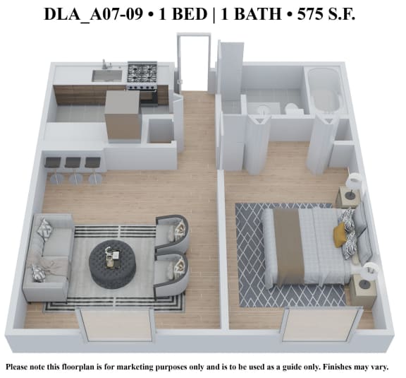 Floor Plan DLA_A07-09_B at 583 Del Mar, St. Louis, Missouri