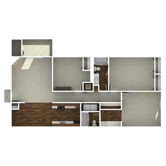 Floor Plan  a floor plan of a two bedroom apartment with a bathroom and a kitchen