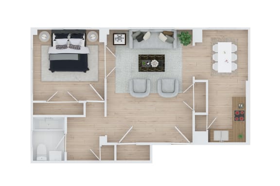 1 bedroom 1 bathroom Floor plan D at The Embassy, St. Louis, 63108