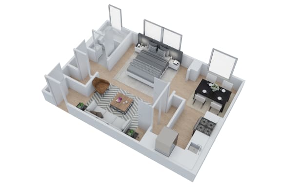 Studio 1 bathroom floor plan A at The Embassy, St. Louis, 63108
